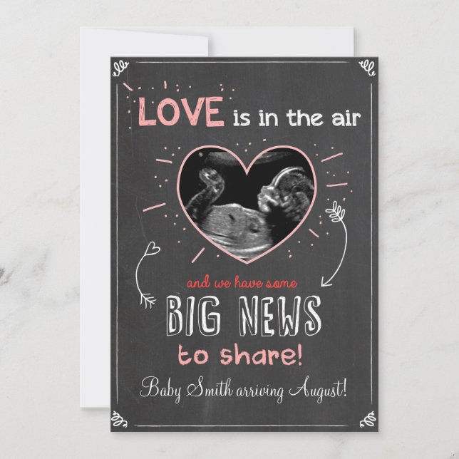 Valentine's Love Pregnancy Ultrasound Announcement (Front)