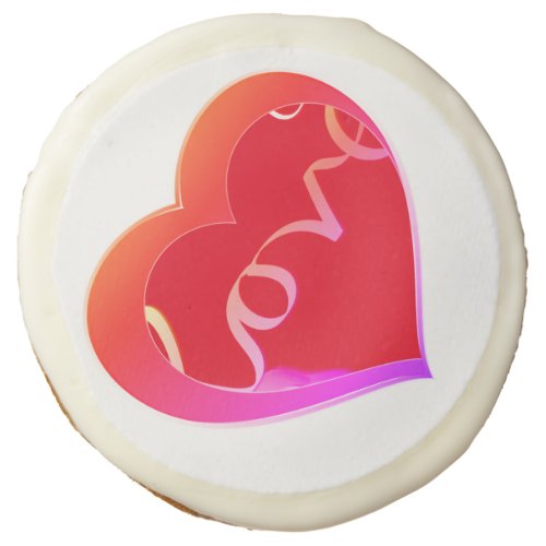 Valentines Love Red Heart  Sugar Cookie