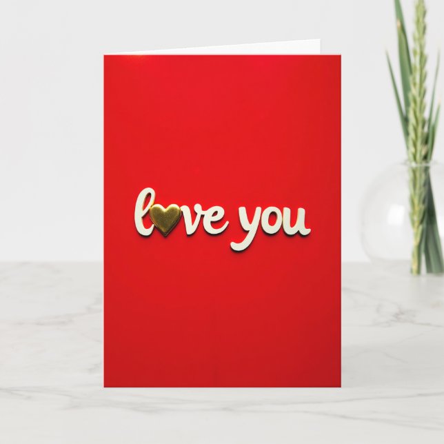 Valentines Love You Gold Heart Card (Front)