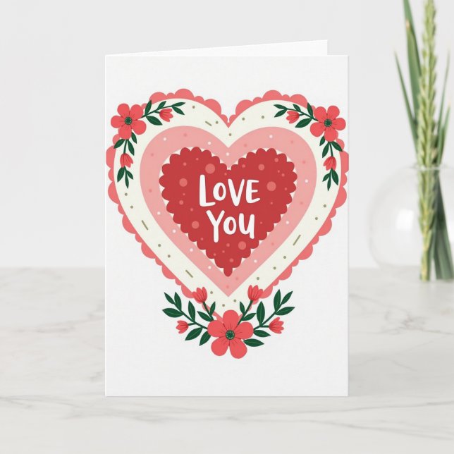 Valentines Love You Heart Card (Front)