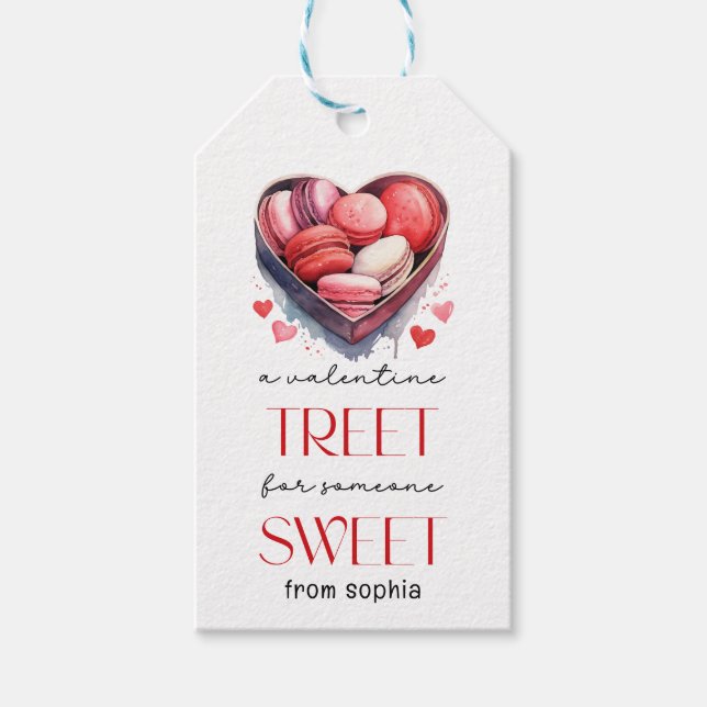 Valentines macarons red pink Tag (Front)