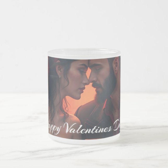 Valentine's Magic with Romantic Togetherness Frosted Glass Coffee Mug (Center)