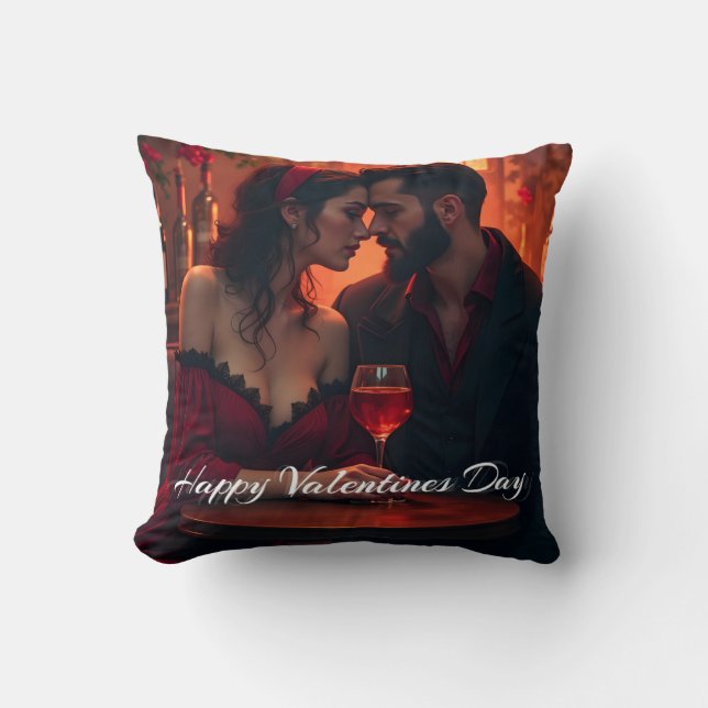 Valentine's Magic with Romantic Togetherness Throw Pillow (Front)
