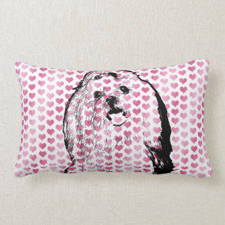 Valentines - Maltese Silhouette Lumbar Pillow