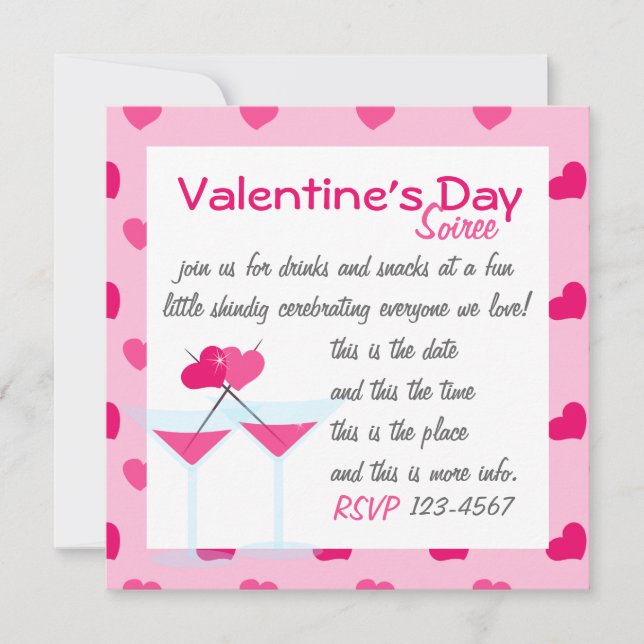Valentine's Martinis- the Valentinis! Invitation (Front)