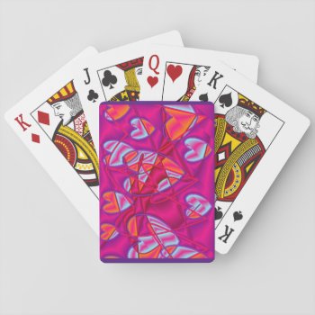 Valentines Metallic Hot Pink Hearts Playing Cards by ebroskie1234 at Zazzle