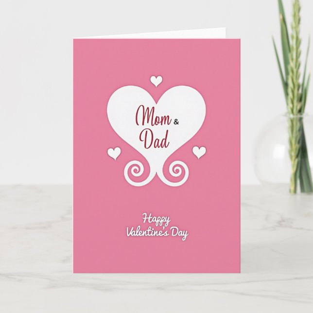 Valentines Mom And Dad Swirl Heart Card (Front)