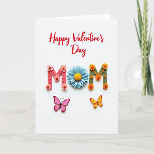 Valentines Mom Beaded Flowers Card