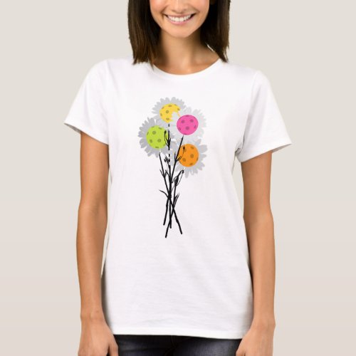Valentines Mothers Day Pickleball Flower Bouquet T_Shirt