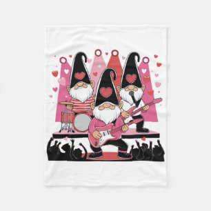 Valentines Musical Gnome Nd Stage Love Guitar Drum Fleece Blanket