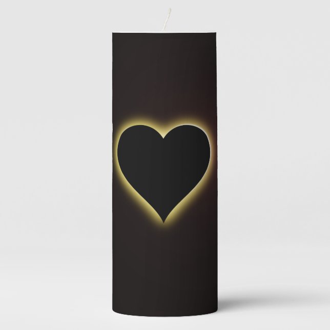 Valentines Night Sky Total Eclipse Of The Heart Pillar Candle (Front)