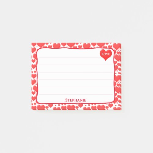 Valentines Notes  Red Floating Hearts Pattern