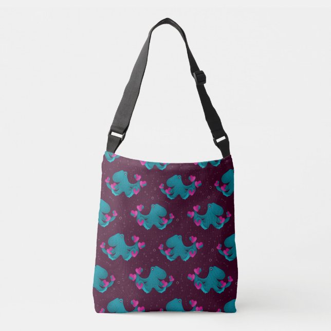 Valentine's Octopus and Hearts Crossbody Bag (Front)