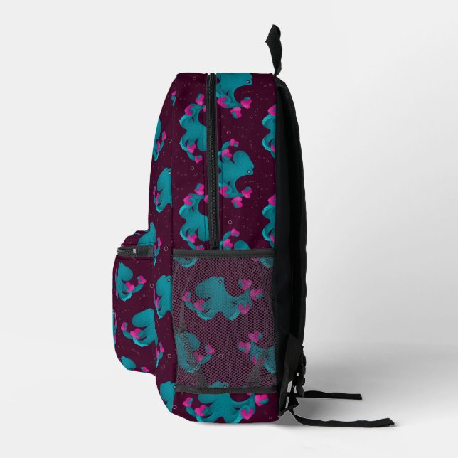 Valentine's Octopus and Hearts Printed Backpack (Right)