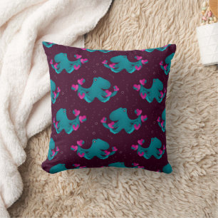 Valentine's Octopus and Hearts Throw Pillow