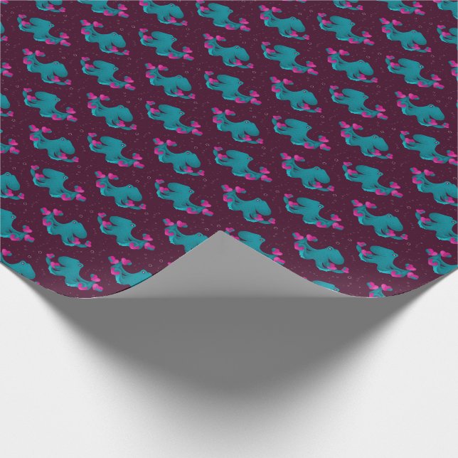 Valentine's Octopus and Hearts Wrapping Paper (Corner)