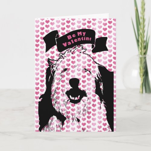 Valentines _ Olde English Sheepdog Silhouette Holiday Card