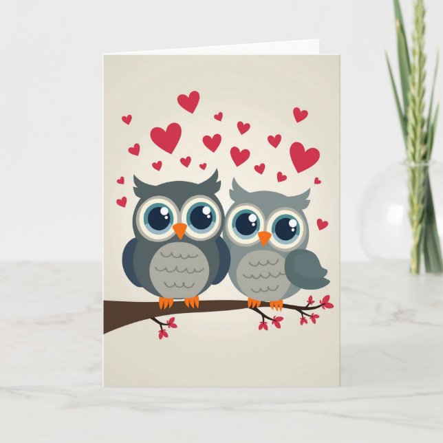 Valentines Owl Love Card (Front)