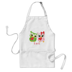 Valentines Owls in Love Adult Apron