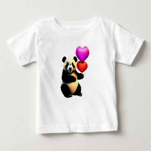 Valentines Panda  Heart Balloon Valentines Day Baby T_Shirt