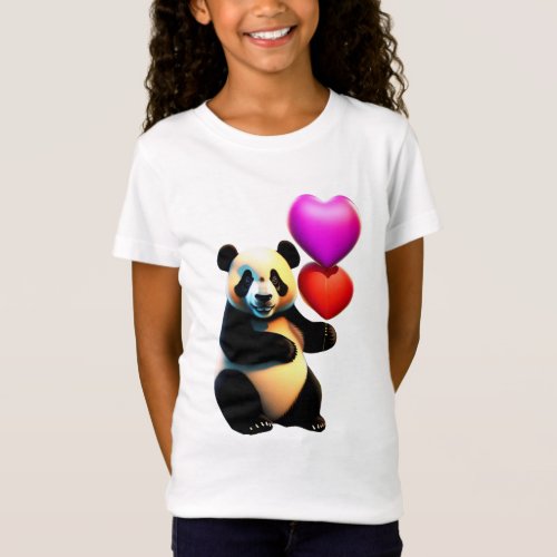 Valentines Panda  Heart Balloon Valentines Day T_Shirt