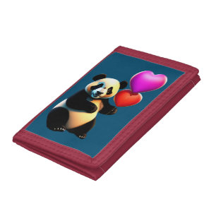 Valentine's Panda & Heart Balloon, Valentine's Day Tri-fold Wallet