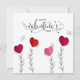 Valentine's Paper Hearts - Line Art Holiday Card