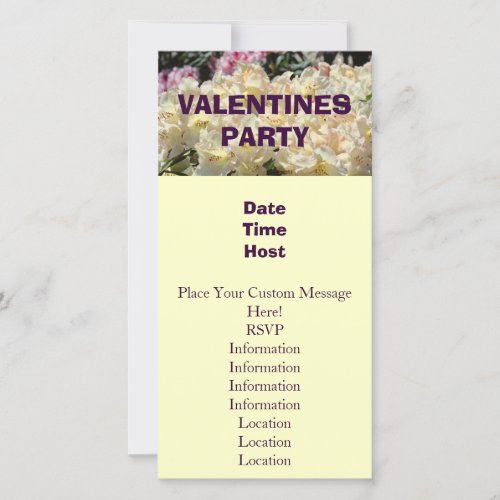 Valentines Party Custom Invitations Rhododendrons