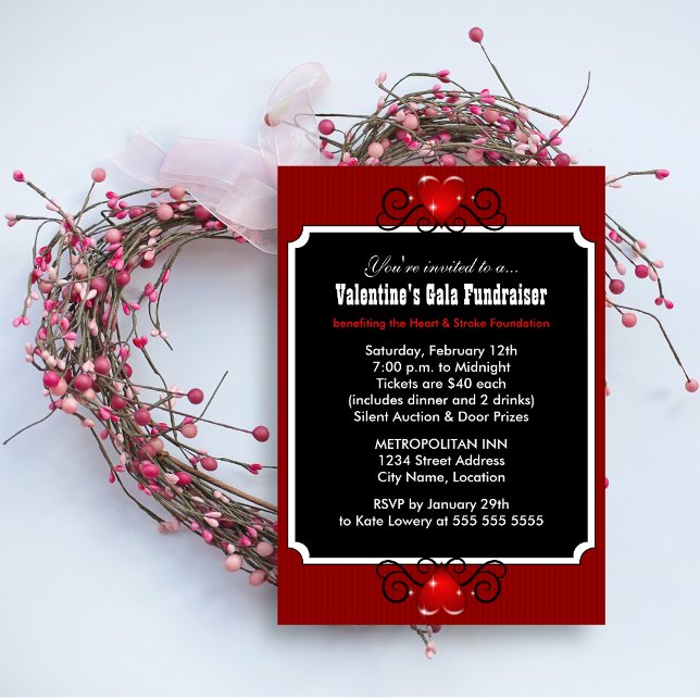 Valentine's Party Invitation (Valentine's Day party or gala invitation front view.)