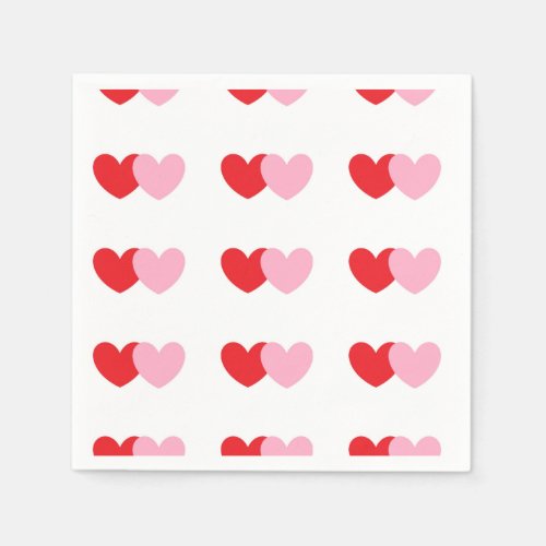Valentines Party Napkins With Pink and Red Hearts 