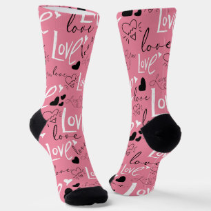 Valentines pattern Love typography hearts Socks
