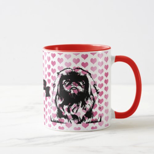 Valentines _ Pekingese Silhouette _ Pebbles Mug