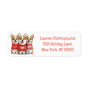 Valentines Pembroke Welsh Corgi Dogs Label