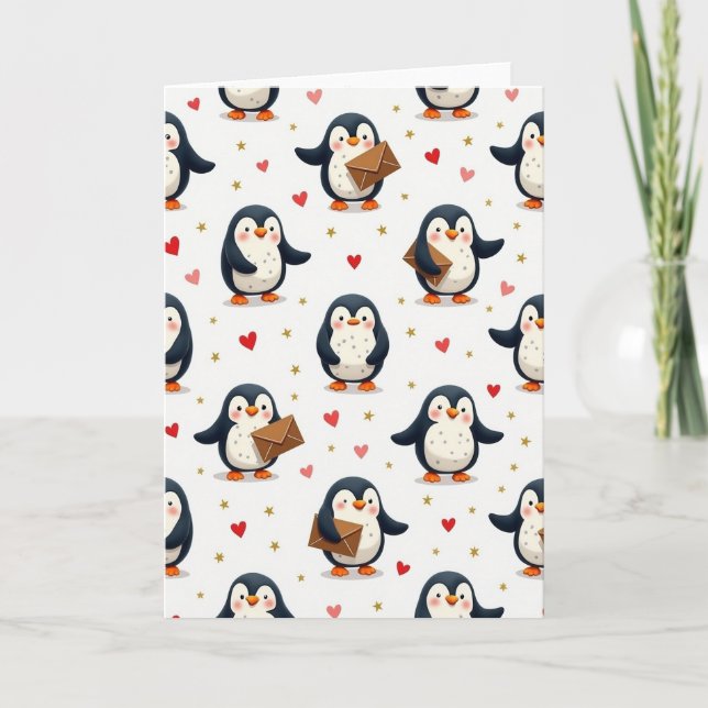Valentines Penguin Message Card (Front)