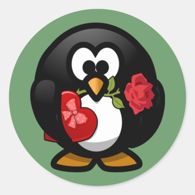 Valentine's Penguin Sticker (Front)