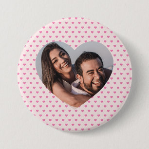 Valentines Personalized pink Heart Shape Button