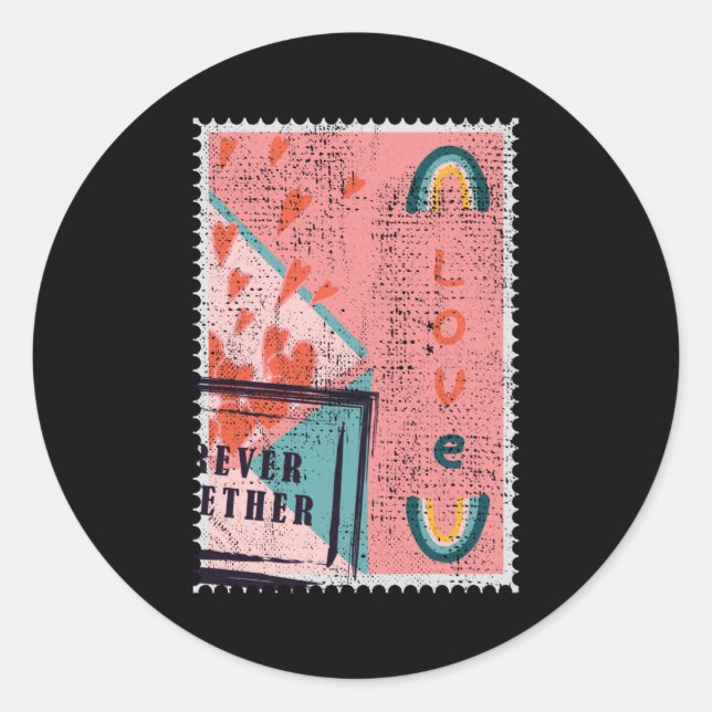 Valentines Philatelist Forever Love Postal Stamp Classic Round Sticker (Front)