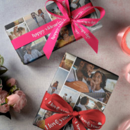 Valentines Photo Collage | Personalized 10 Photo Wrapping Paper