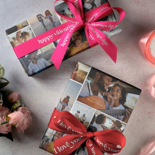 Valentines Photo Collage  Personalized 10 Photo Wrapping Paper