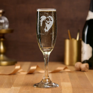 Valentines photo heart  custom champagne flute
