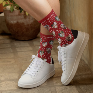 Valentines Photo Hearts Collage Monogram Socks