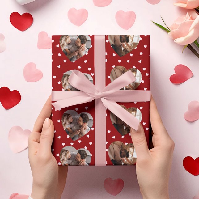 Valentines Photo Hearts Collage | Personalized Wrapping Paper (Creator Uploaded)