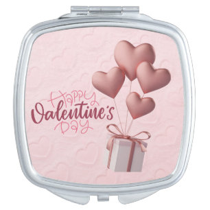 Valentine's Pink Balloons Compact Mirror