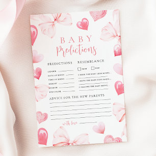 Valentine's Pink Bow Baby Shower Prediction Game