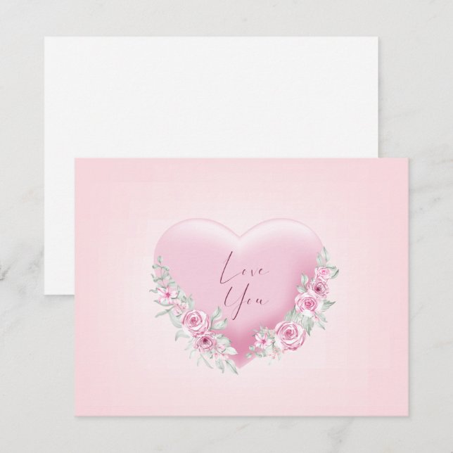 Valentines Pink Heart Invitation (Front/Back)