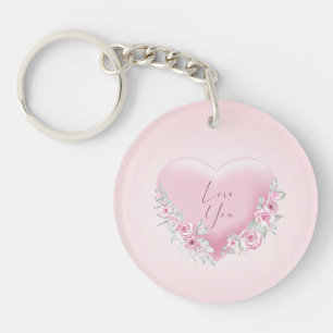 Valentines Pink Heart Keychain