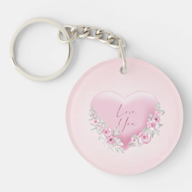 Valentines Pink Heart Keychain (Front)