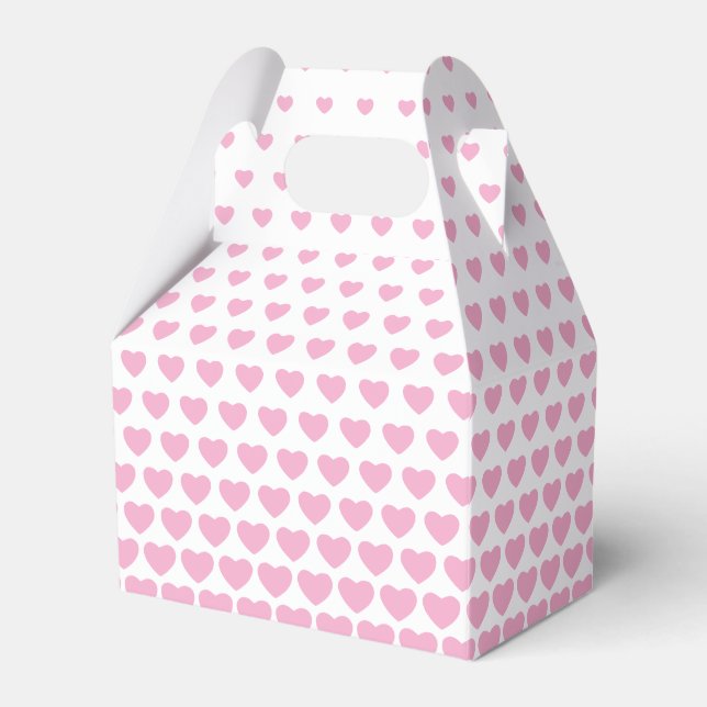 Valentines Pink Heart Shape Pattern Favor Boxes (Front Side)