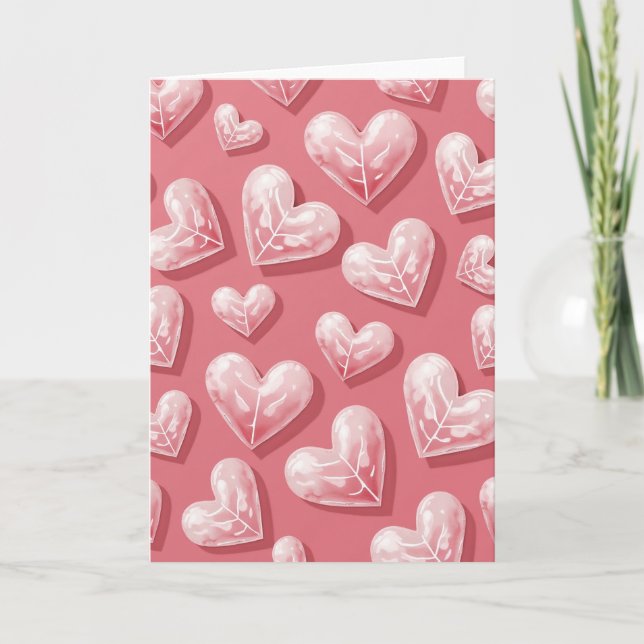 Valentines Pink Hearts Card (Front)