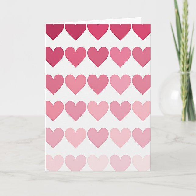 Valentines Pink Hearts Greeting Card (Front)